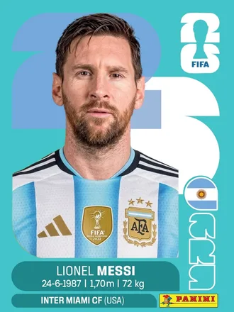 Figurinha oficial da Panini de Lionel Messi (Argentina), Copa 2026